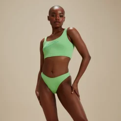 Two Pieces-Speedo Flu3nte Foil Logo Cropkini Green