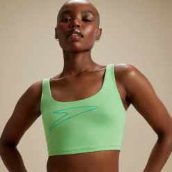 Two Pieces-Speedo Flu3nte Foil Logo Cropkini Green