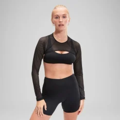 Two Pieces-Speedo Flu3nte Long Sleeve Crop Top Anthracite