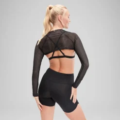 Two Pieces-Speedo Flu3nte Long Sleeve Crop Top Anthracite