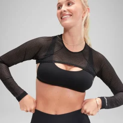 Two Pieces-Speedo Flu3nte Long Sleeve Crop Top Anthracite