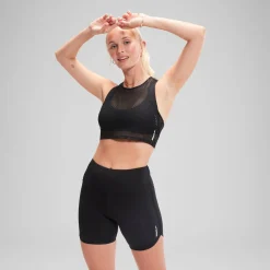 Two Pieces-Speedo Flu3nte Mesh Crop Top Anthracite