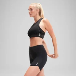 Two Pieces-Speedo Flu3nte Mesh Crop Top Anthracite