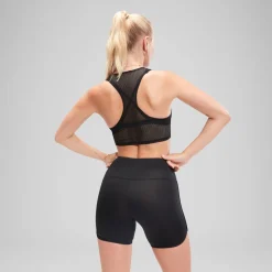 Two Pieces-Speedo Flu3nte Mesh Crop Top Anthracite