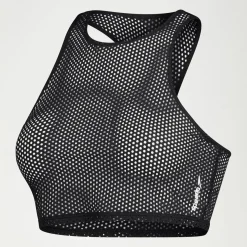 Two Pieces-Speedo Flu3nte Mesh Crop Top Anthracite