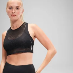 Two Pieces-Speedo Flu3nte Mesh Crop Top Anthracite