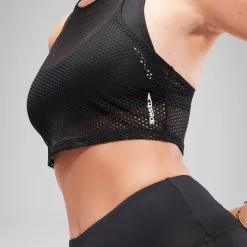 Two Pieces-Speedo Flu3nte Mesh Crop Top Anthracite
