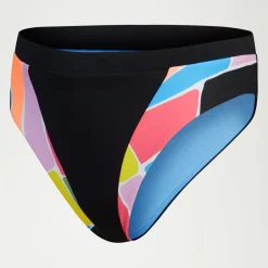 Two Pieces-Speedo Flu3nte Print Block Hi Waist bottom Black