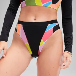 Two Pieces-Speedo Flu3nte Print Block Hi Waist bottom Black
