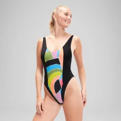 Fitness|One Pieces-Speedo Flu3nte Print Convertible One Piece Black