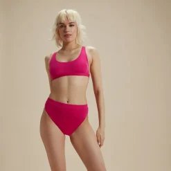 Two Pieces-Speedo Flu3nte Solid Cheeky High Waist Bikini Bottom Pink
