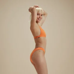 Two Pieces-Speedo Flu3nte Solid Cheeky Scoop Bikini Bottom Orange