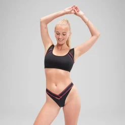 Two Pieces-Speedo Flu3nte Solid Crop Mesh Top Black