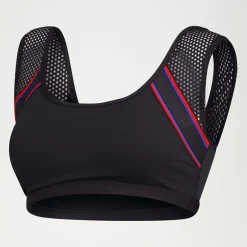 Two Pieces-Speedo Flu3nte Solid Crop Mesh Top Black