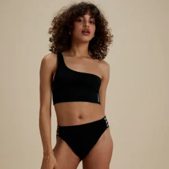 Two Pieces-Speedo Flu3nte Solid Logo Elastic High Waist Bottom Black