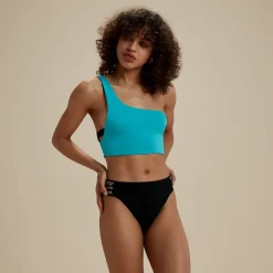 Two Pieces-Speedo Flu3nte Solid Logo Elastic High Waist Bottom Black