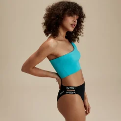 Two Pieces-Speedo Flu3nte Solid Logo Elastic High Waist Bottom Black