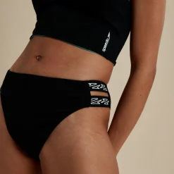 Two Pieces-Speedo Flu3nte Solid Logo Elastic High Waist Bottom Black