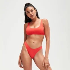 Two Pieces-Speedo Flu3nte Solid Scoop Bottom Red
