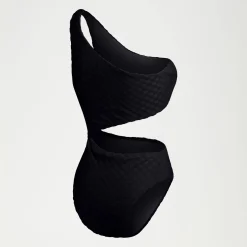 One Pieces-Speedo Flu3nte Terry Asymmetrical Cut Out One Piece Black