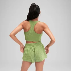 Two Pieces-Speedo Flu3nte Terry Crop Top Olive Green