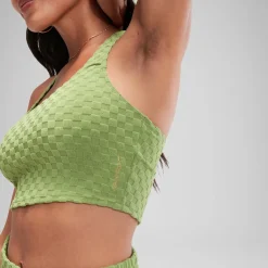 Two Pieces-Speedo Flu3nte Terry Crop Top Olive Green