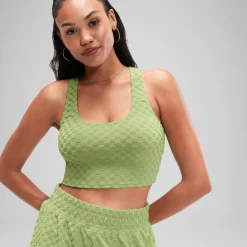 Two Pieces-Speedo Flu3nte Terry Crop Top Olive Green