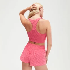 Two Pieces-Speedo Flu3nte Terry Crop Top Rose Pink