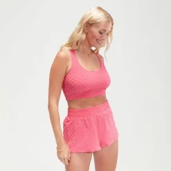 Two Pieces-Speedo Flu3nte Terry Crop Top Rose Pink