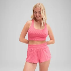 Two Pieces-Speedo Flu3nte Terry Crop Top Rose Pink