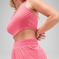 Two Pieces-Speedo Flu3nte Terry Crop Top Rose Pink