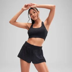 Two Pieces-Speedo Flu3nte Terry Crop Top Black