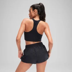 Two Pieces-Speedo Flu3nte Terry Crop Top Black