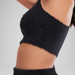 Two Pieces-Speedo Flu3nte Terry Crop Top Black