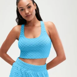 Two Pieces-Speedo Flu3nte Terry Crop Top Aqua Blue