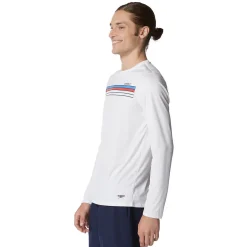 Rashguards-Speedo Graphic Long Sleeve Swim Rashguard White