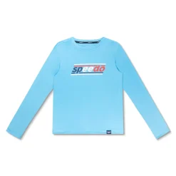 Boys Swimwear-Speedo Graphic Long Sleeve Swim Shirt Tranquil Blue