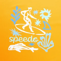 Boys Swimwear-Speedo Graphic Long Sleeve Swim Shirt Peel Yellow