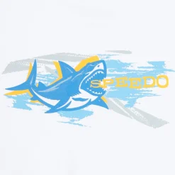 Boys Swimwear-Speedo Graphic Short Sleeve Swim Shirt White
