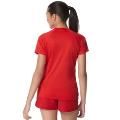 Lifeguard-Speedo Guard Short Sleeve Solid Swim Tee Red