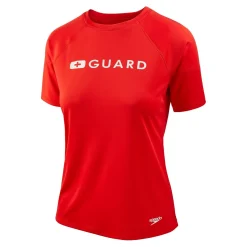 Lifeguard-Speedo Guard Short Sleeve Solid Swim Tee Red