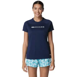Lifeguard-Speedo Guard Short Sleeve Solid Swim Tee Navy