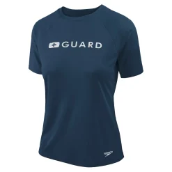 Lifeguard-Speedo Guard Short Sleeve Solid Swim Tee Navy