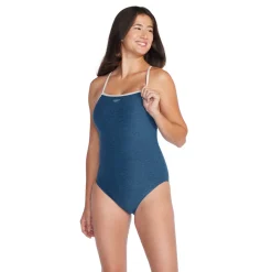 Fitness|One Pieces-Speedo Heather Closed Back W/Hydrobra Sevres Blue