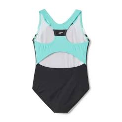 Girls Training|Girls Swimwear-Speedo Infinity Splice One Piece Black Aqua Blue