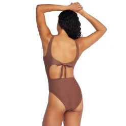 Recreation|Fitness-Speedo Keyhole Rib One Piece Brown