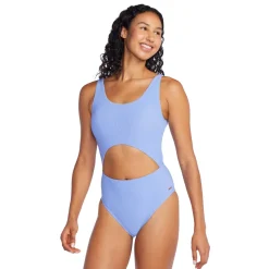 Recreation|Fitness-Speedo Keyhole Rib One Piece Curious Blue