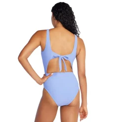 Recreation|Fitness-Speedo Keyhole Rib One Piece Curious Blue