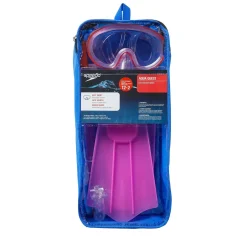 Snorkelling|Mask & Snorkels-Speedo Kids Aqua Quest Mask/Snorkel/Fin Set Pink