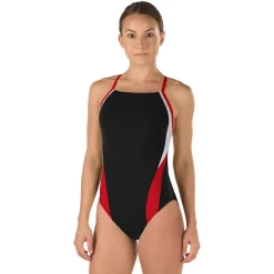 Racing|Fitness-Speedo Launch Splice Adult Cross Back One Piece - Endurance+ Black/Red